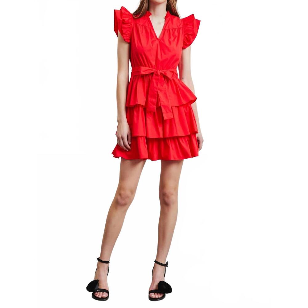 NEW HEYSON cherry on top poplin ruffle dress in red